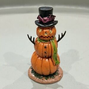 Lemax Spooky Town Halloween‎ Pumpkin Snowman w/ Bat Top Hat Figure